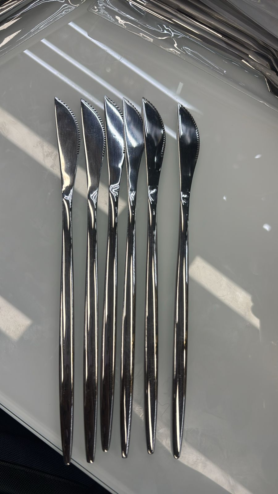 Super sleek chrome black 6pcs high quality knife set