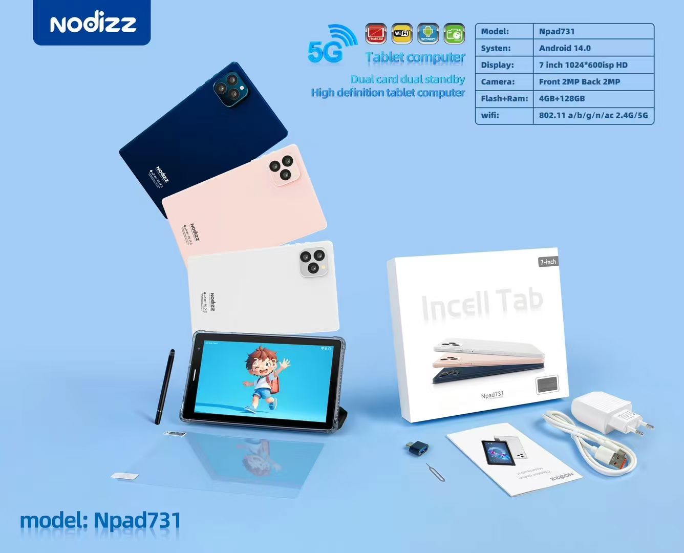 Nodizz Npad731 5G Tablet computer.