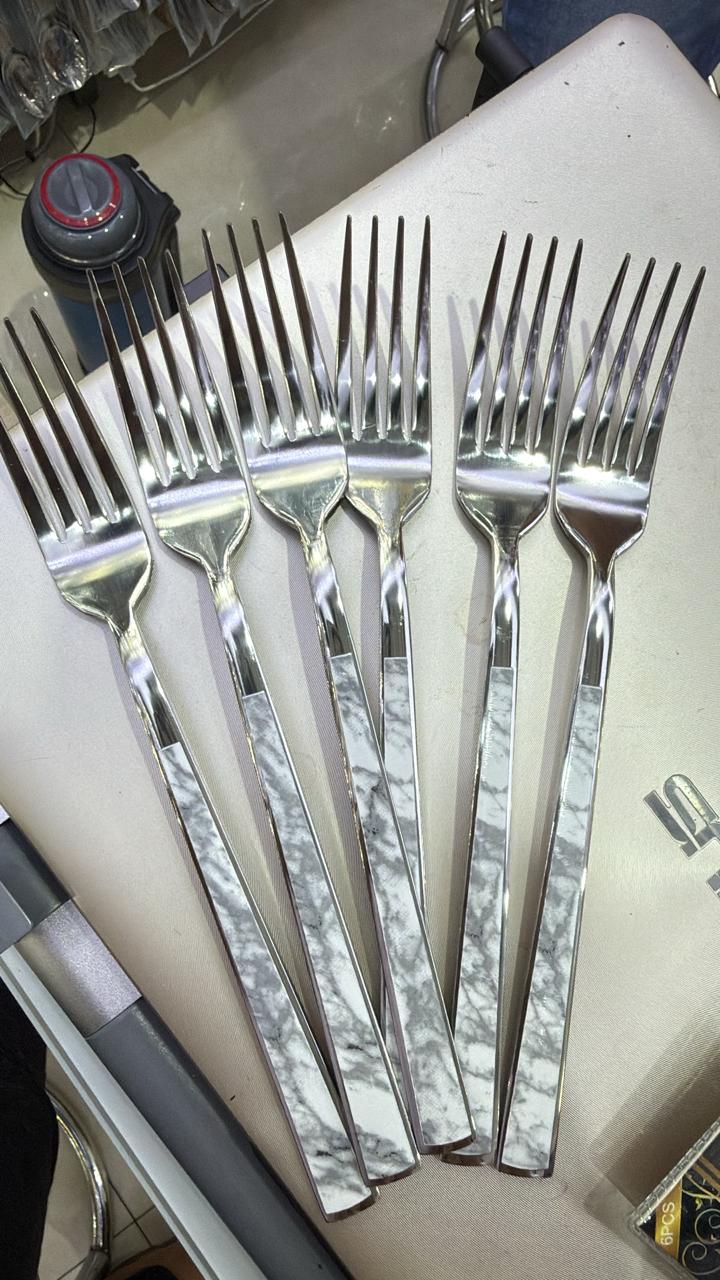 Classy marble like handle forks