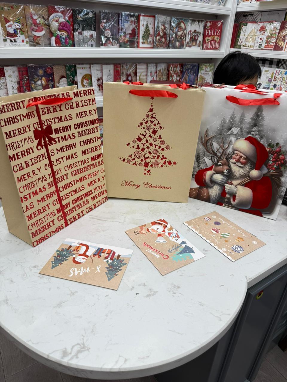 A4 Christmas themed gift bags available set of 3 with cards