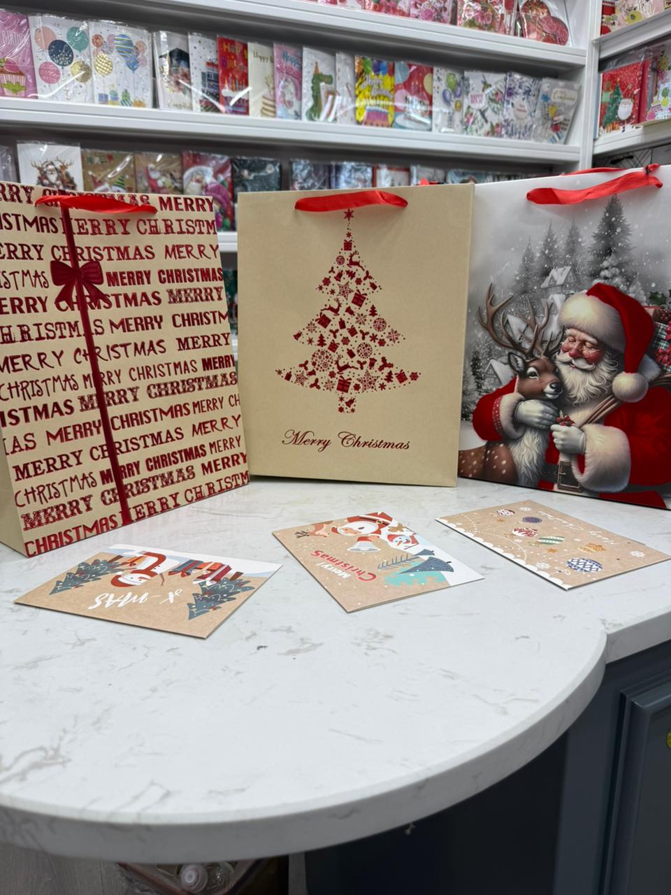 A4 Christmas themed gift bags available set of 3 with cards