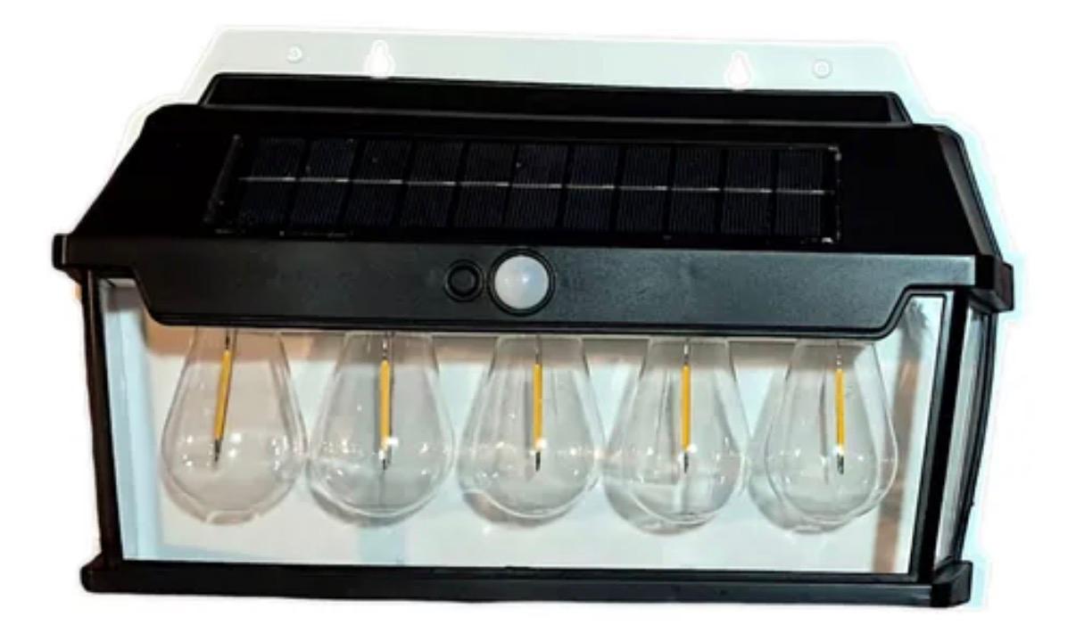 Solar Wall Lamp with Vintage Bulb Design – Motion Sensor & Waterproof