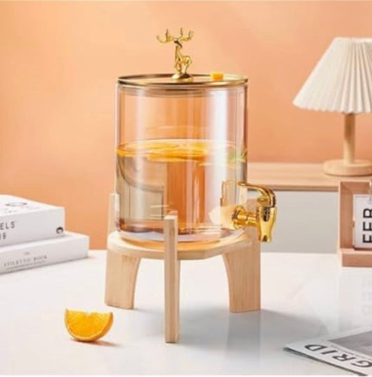 3.6L Glass Beverage Dispenser with Antler Handle – Elegant Entertaining Made Easy