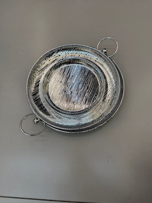 3pc set decorative trays in silver and gold