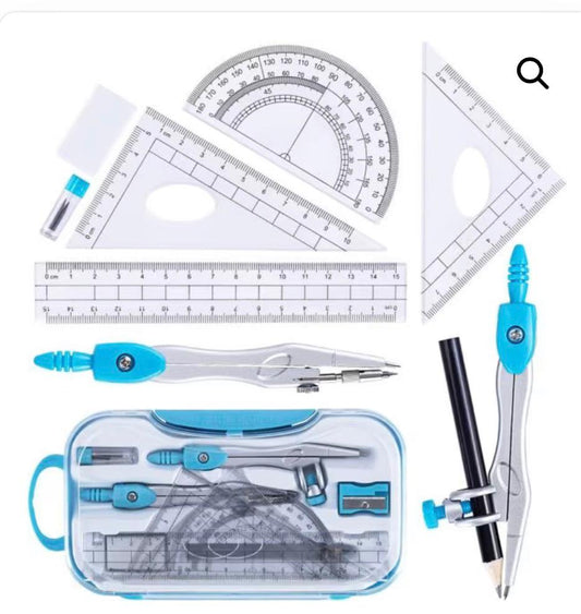 Quality boy geometric set  with a changeable pencil and pen.