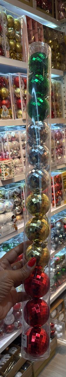 Festive Metallic Disco Ball Ornaments – Set of 12