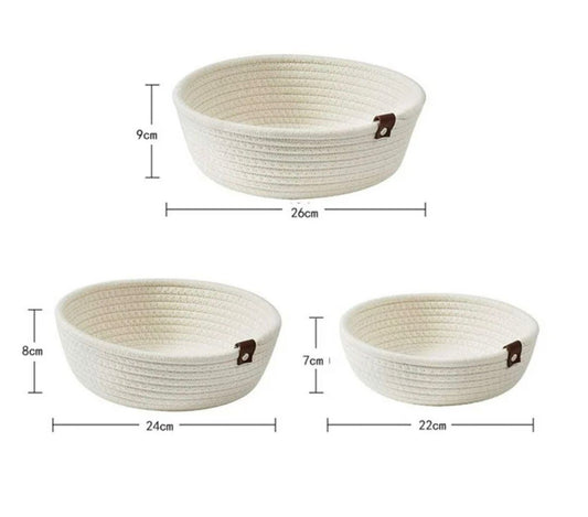 Bedroom/shelf storage woven basket 3 pcs