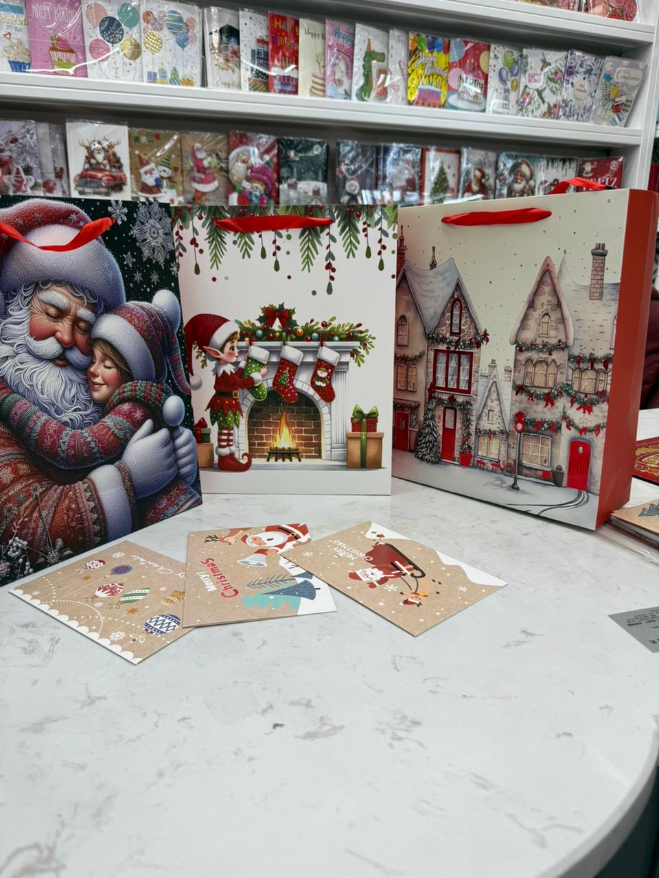 A4 Christmas themed gift bags available set of 3 with cards