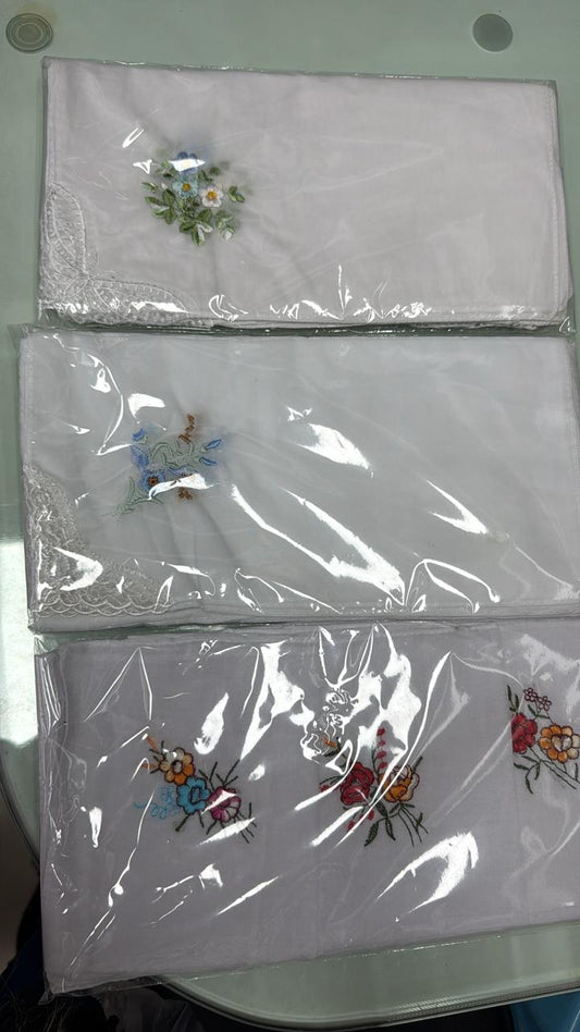Premium handkerchief with embroidery  12 pcs