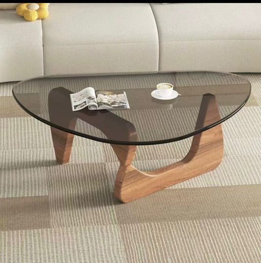 Sculptural Glass-Top Coffee Table