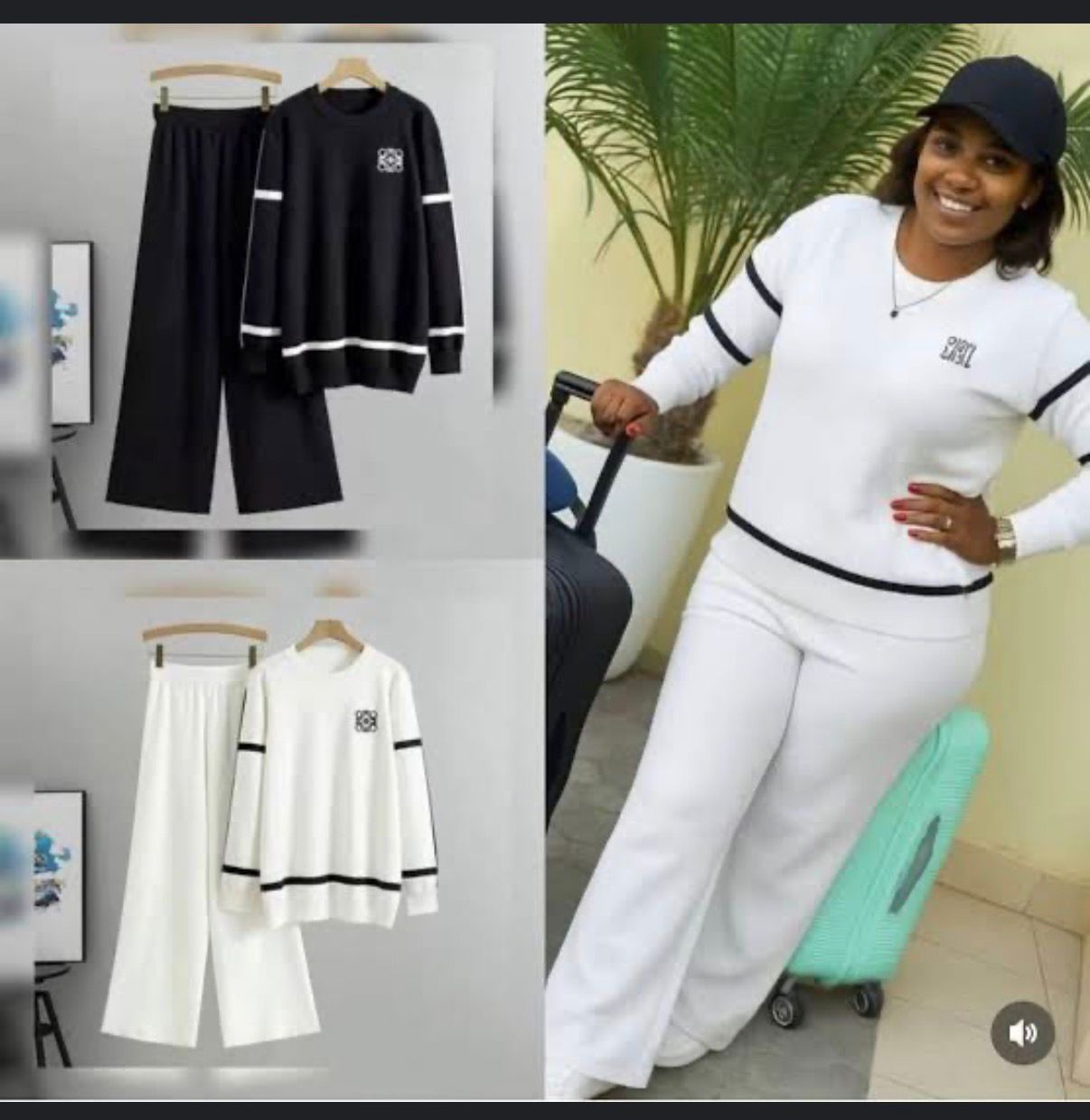 2 pc classy set Available in black, white , and suitable for ladies size 8, 10, 12,14,16