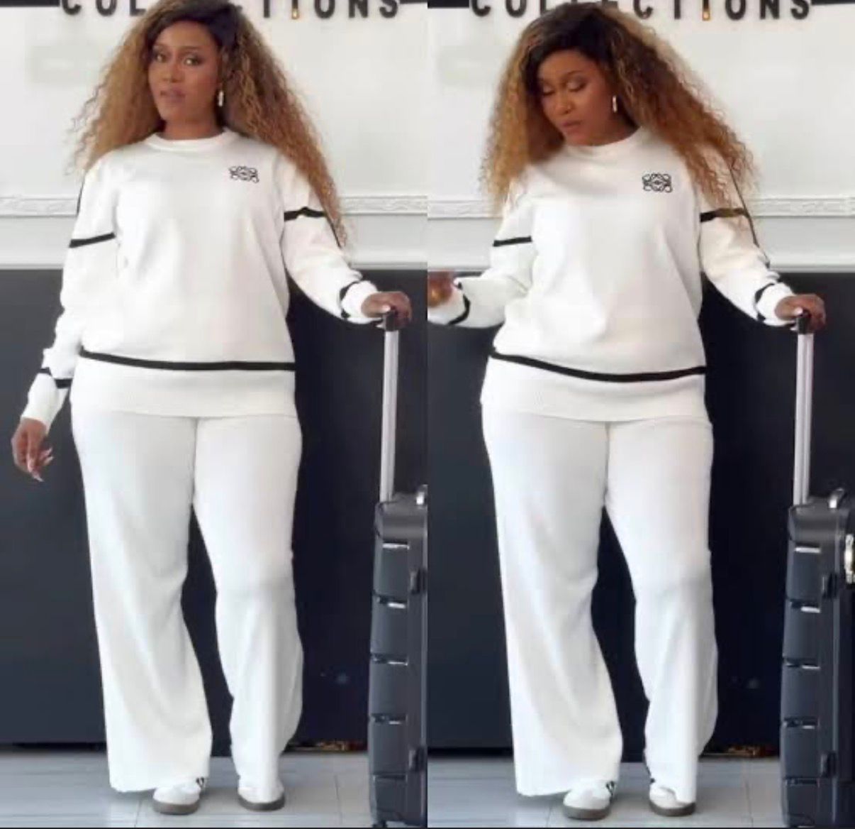 2 pc classy set Available in black, white , and suitable for ladies size 8, 10, 12,14,16