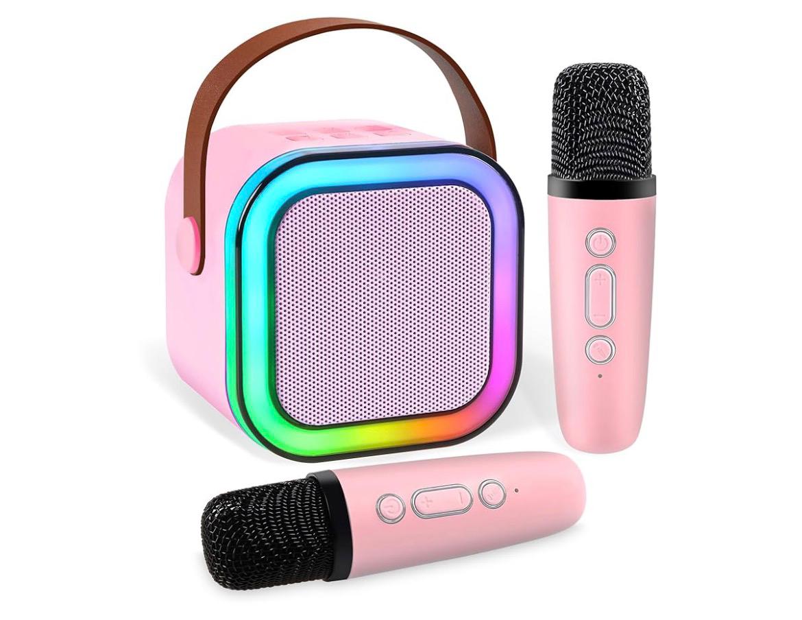 2 mics karaoke speaker ideal for family bonding session for kids and adults