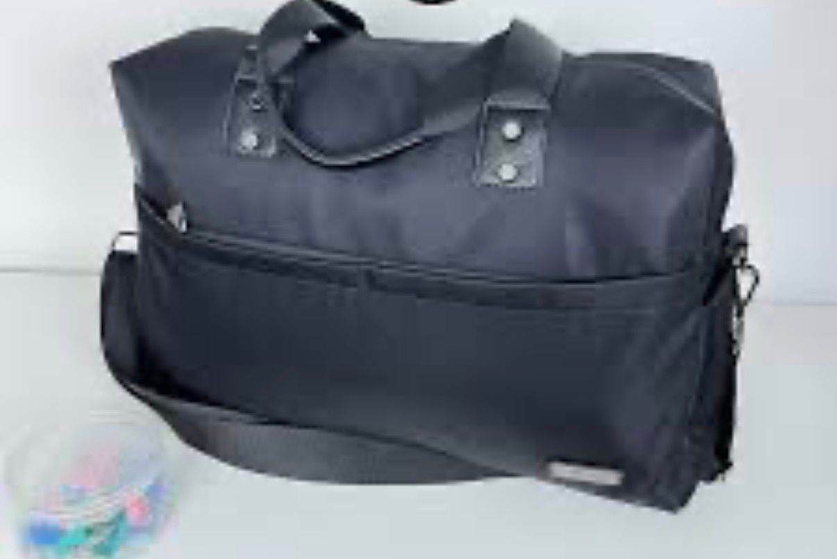 Black traveling duffel bag