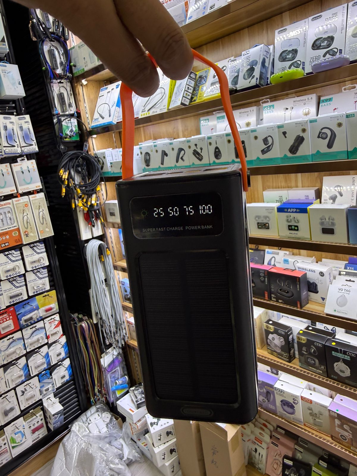 Solar charged 50000MAH power bank, with light