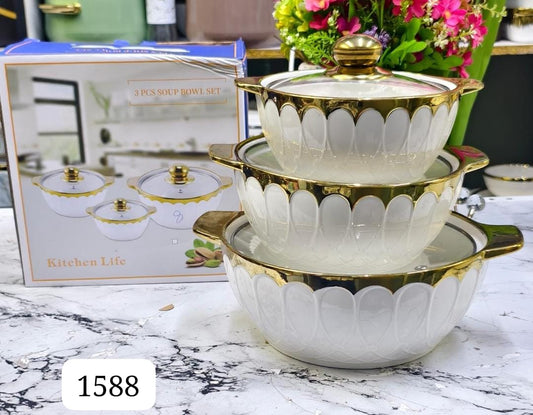 3pcs gold-rimmed serving dish