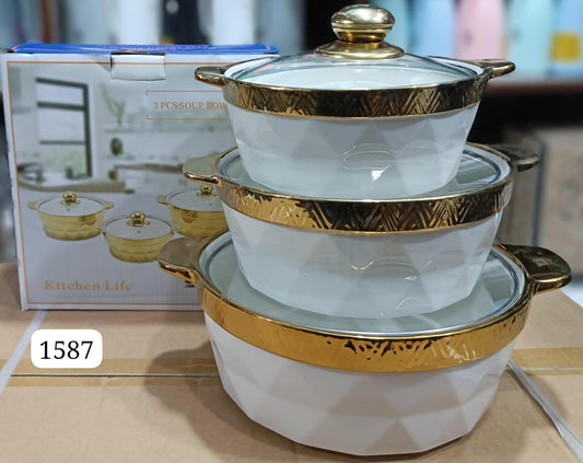 3pcs gold-rimmed serving dish