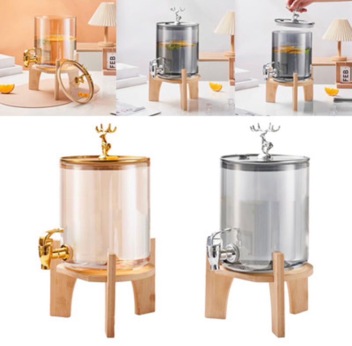 3.6L Glass Beverage Dispenser with Antler Handle – Elegant Entertaining Made Easy