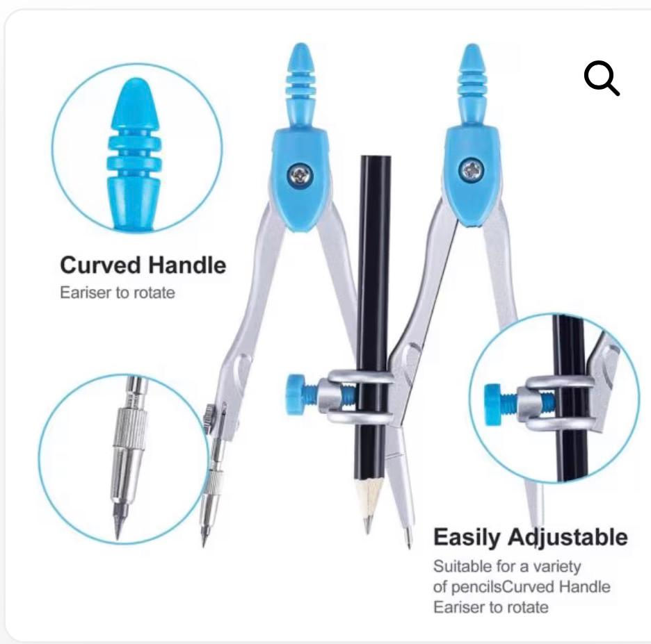 Quality boy geometric set  with a changeable pencil and pen.