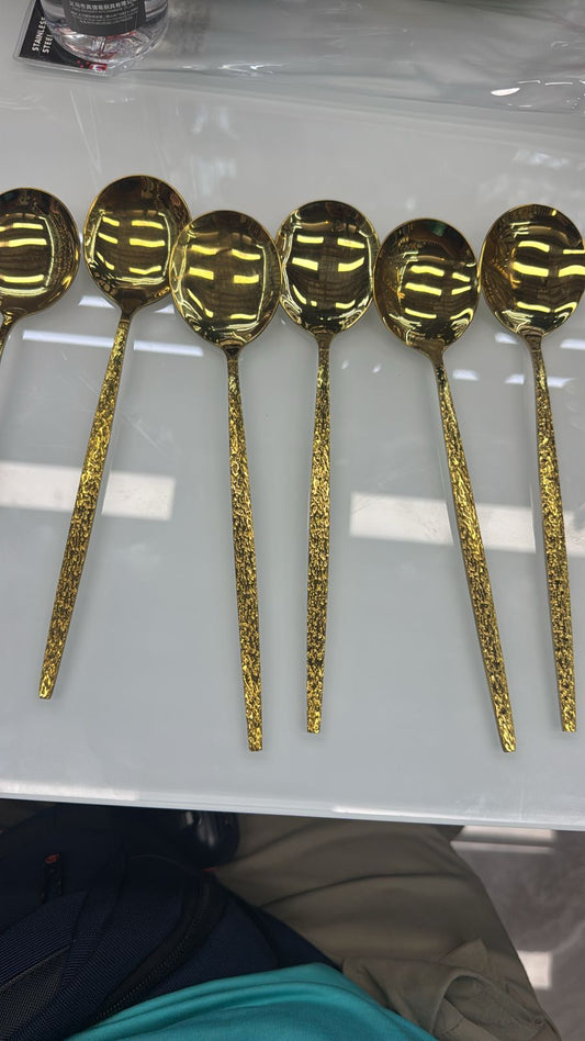 Extremely high quality 6 pcs dinning golden spoon set