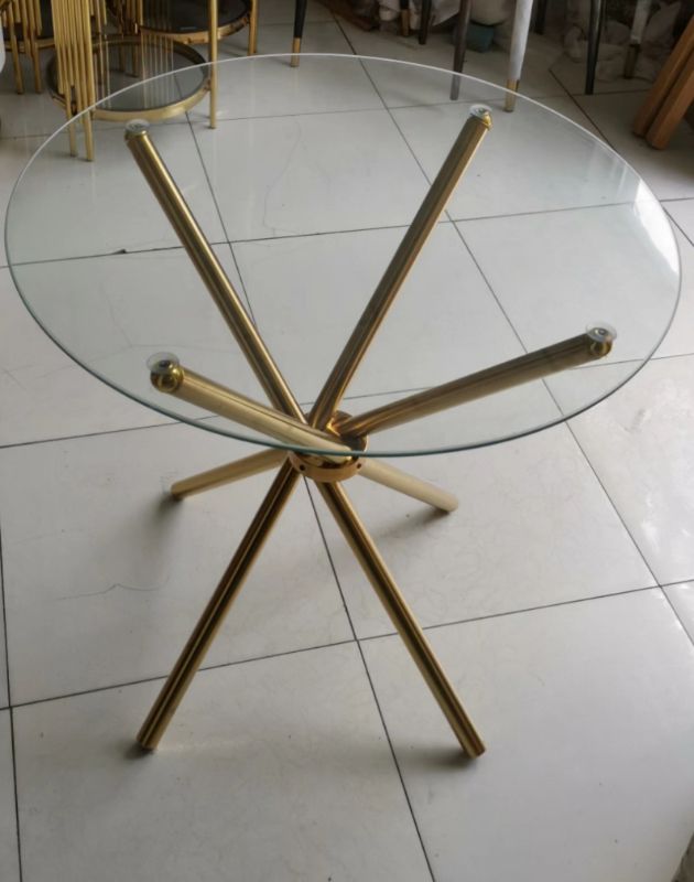 Round Glass Table with Luxe Golden Base