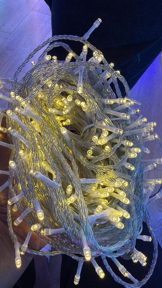 Warm Yellow 10m Christmas Lights with Extender – Festive Glow for Every Space
